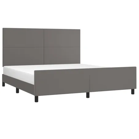 Cadre de lit sans matelas gris similicuir