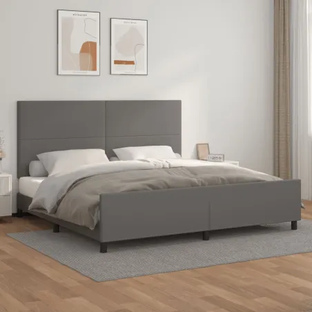 Cadre de lit sans matelas gris 200x200 cm similicuir
