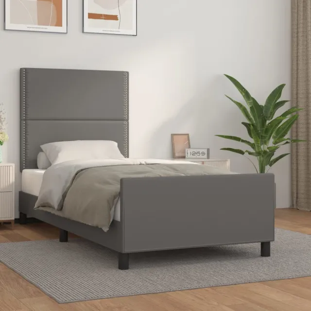 Cadre de lit sans matelas gris 90x200 cm similicuir