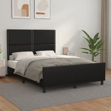 Cadre de lit sans matelas noir 140x190 cm similicuir
