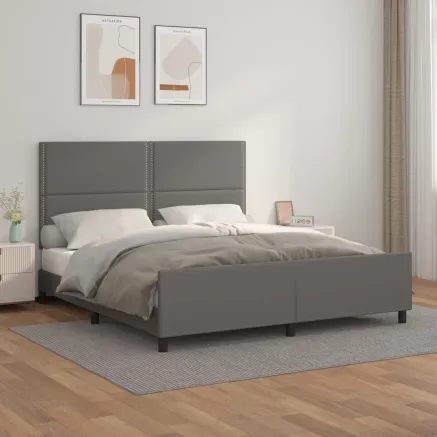 Cadre de lit sans matelas gris similicuir