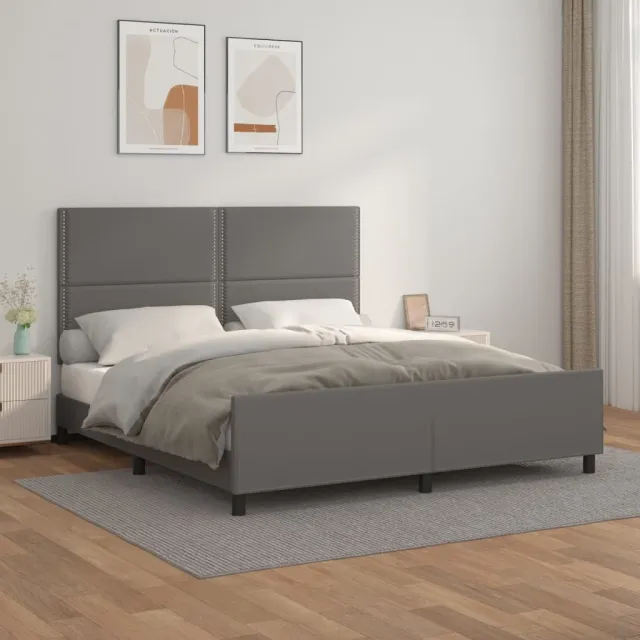 Cadre de lit sans matelas gris similicuir