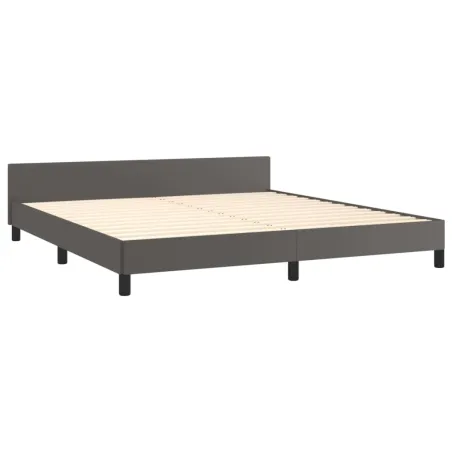 Cadre de lit sans matelas gris similicuir