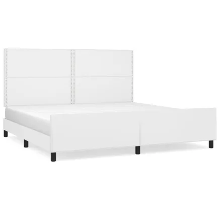 Cadre de lit sans matelas blanc 200x200 cm similicuir 2