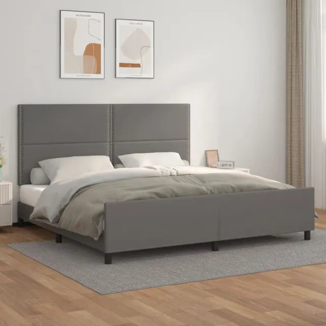 Cadre de lit sans matelas gris 200x200 cm similicuir