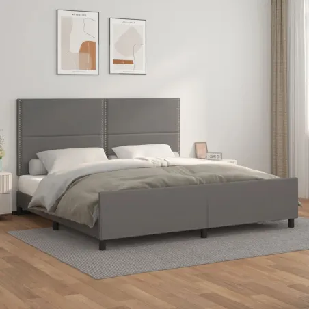 Cadre de lit sans matelas gris 200x200 cm similicuir
