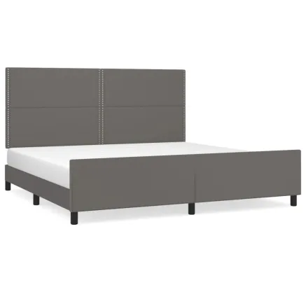 Cadre de lit sans matelas gris 200x200 cm similicuir 2