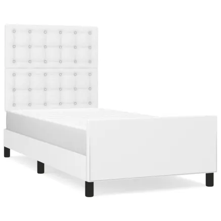 Cadre de lit sans matelas blanc 90x190 cm similicuir 2