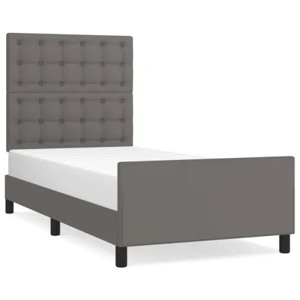 Cadre de lit sans matelas gris 90x190 cm similicuir 2