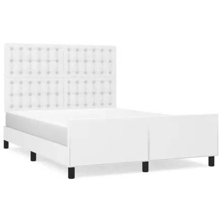 Cadre de lit sans matelas blanc 140x190 cm similicuir 2