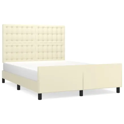 Cadre de lit sans matelas crème 140x190 cm similicuir 2
