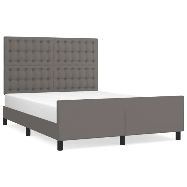 Cadre de lit sans matelas gris 140x190 cm similicuir