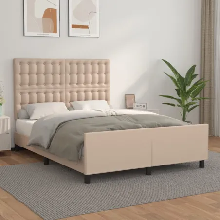 Cadre de lit sans matelas cappuccino 140x190 cm similicuir