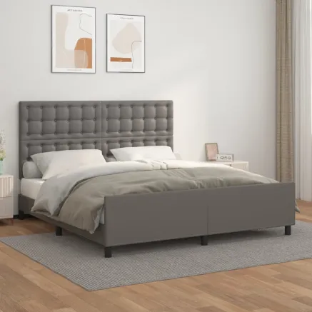 Cadre de lit sans matelas gris 160x200 cm similicuir