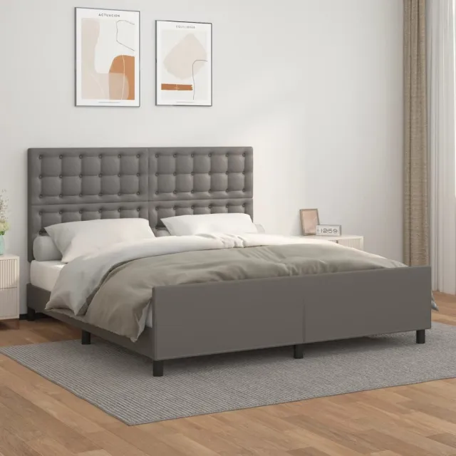 Cadre de lit sans matelas gris 160x200 cm similicuir