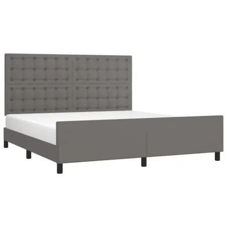 Cadre de lit sans matelas gris 160x200 cm similicuir