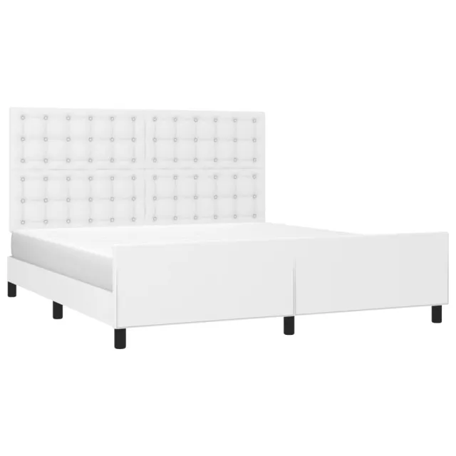 Cadre de lit sans matelas blanc similicuir