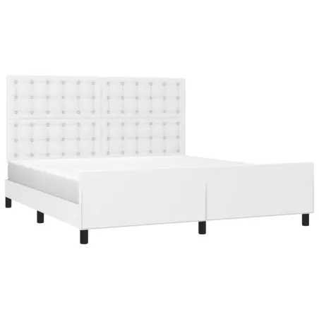 Cadre de lit sans matelas blanc similicuir