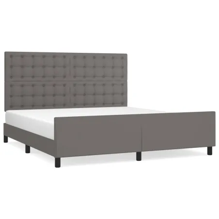 Cadre de lit sans matelas gris similicuir