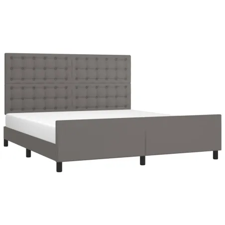 Cadre de lit sans matelas gris similicuir