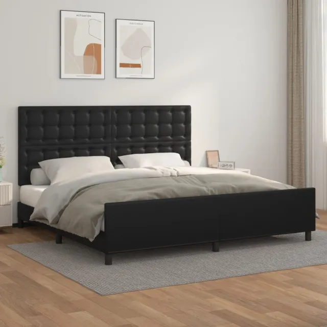 Cadre de lit sans matelas noir 200x200 cm similicuir