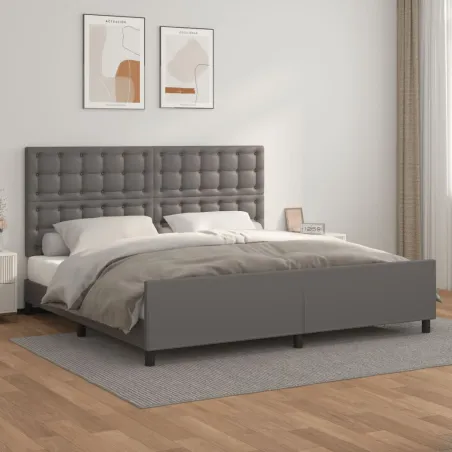 Cadre de lit sans matelas gris 200x200 cm similicuir