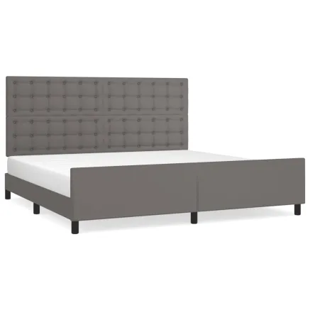 Cadre de lit sans matelas gris 200x200 cm similicuir 2
