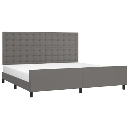 Cadre de lit sans matelas gris 200x200 cm similicuir