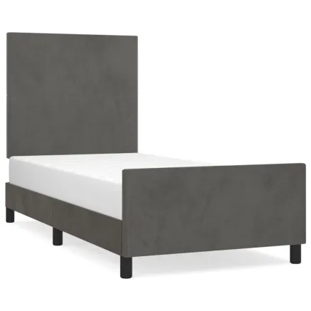 Cadre de lit sans matelas gris foncé 80x200 cm velours 2