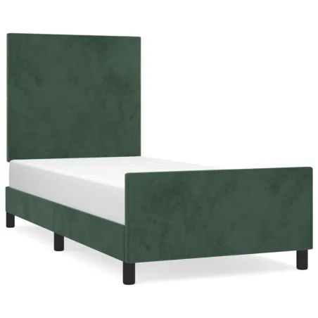 Cadre de lit sans matelas vert foncé 80x200 cm velours