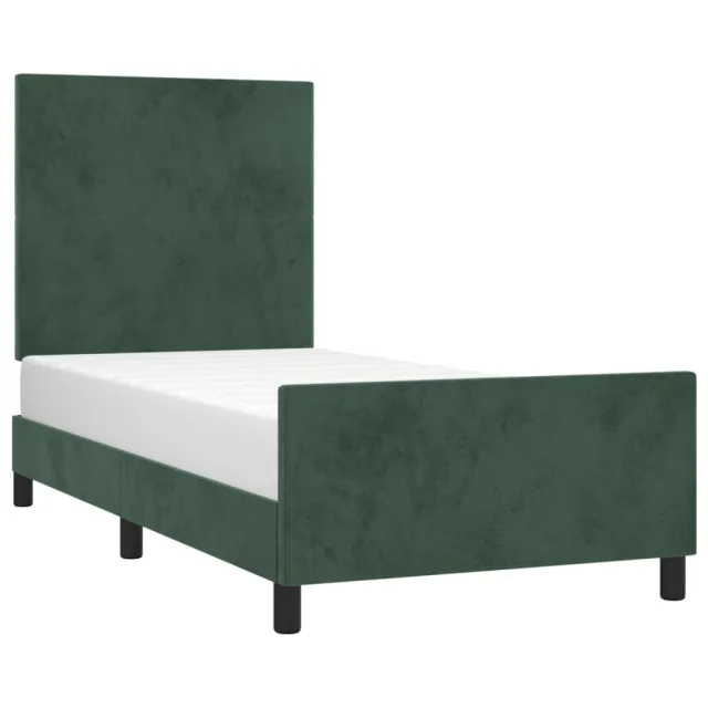 Cadre de lit sans matelas vert foncé 80x200 cm velours