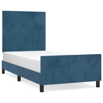 Cadre de lit sans matelas bleu foncé 80x200 cm velours 2