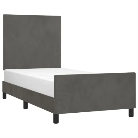 Cadre de lit sans matelas gris foncé 90x190 cm velours