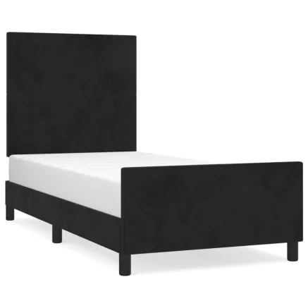 Cadre de lit sans matelas noir 90x190 cm velours 2