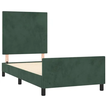 Cadre de lit sans matelas vert foncé 90x190 cm velours