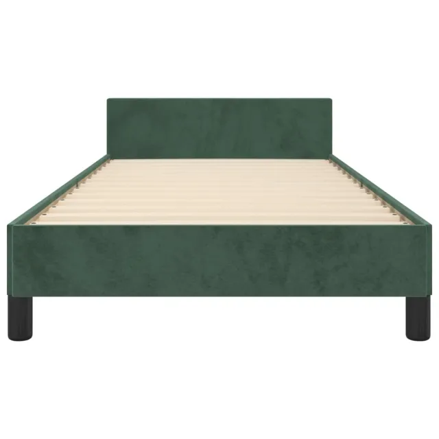 Cadre de lit sans matelas vert foncé 90x190 cm velours
