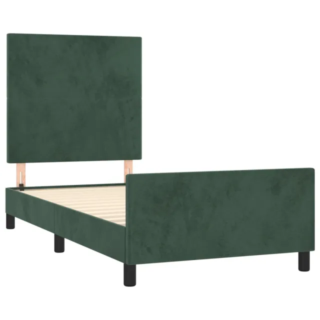 Cadre de lit sans matelas vert foncé 90x200 cm velours