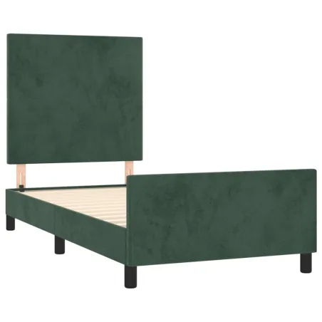 Cadre de lit sans matelas vert foncé 100x200 cm velours
