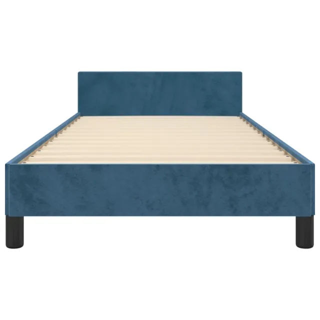 Cadre de lit sans matelas bleu foncé 100x200 cm velours