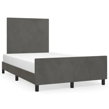 Cadre de lit sans matelas gris foncé 120x200 cm velours 2