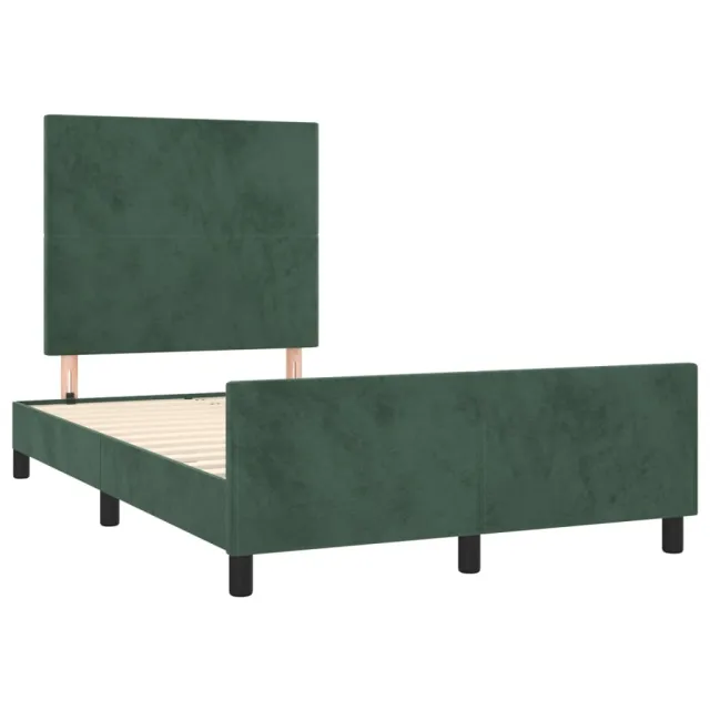 Cadre de lit sans matelas vert foncé 120x200 cm velours