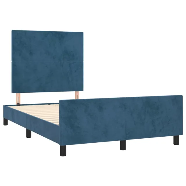 Cadre de lit sans matelas bleu foncé 120x200 cm velours