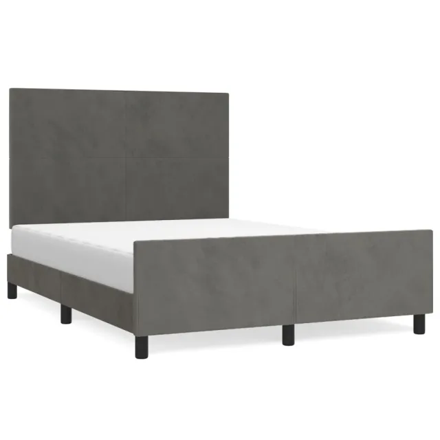 Cadre de lit sans matelas gris foncé 140x190 cm velours