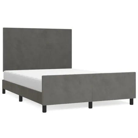 Cadre de lit sans matelas gris foncé 140x190 cm velours