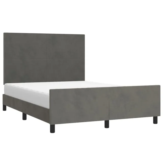 Cadre de lit sans matelas gris foncé 140x190 cm velours