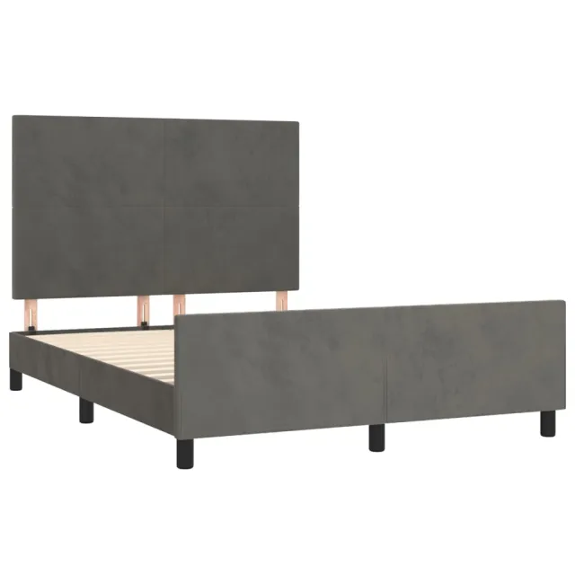 Cadre de lit sans matelas gris foncé 140x190 cm velours