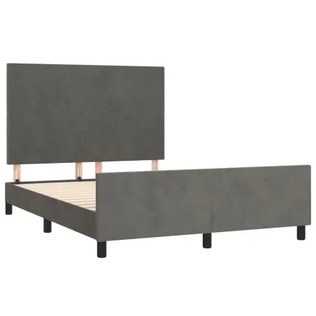 Cadre de lit sans matelas gris foncé 140x190 cm velours