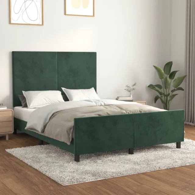 Cadre de lit sans matelas vert foncé 140x190 cm velours
