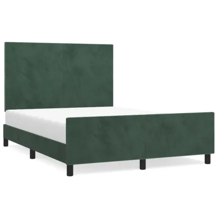 Cadre de lit sans matelas vert foncé 140x190 cm velours 2