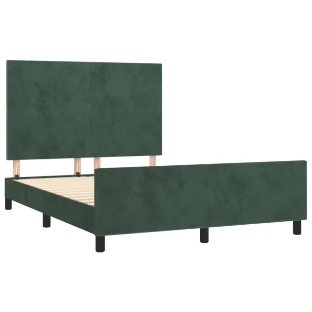 Cadre de lit sans matelas vert foncé 140x190 cm velours